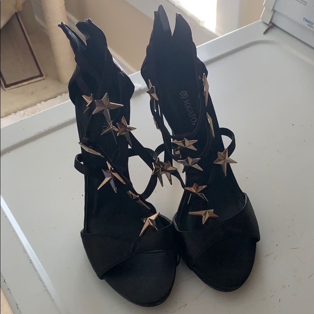 Star studded black heels